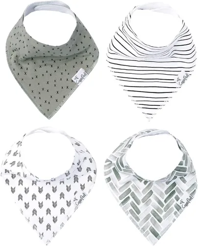Miniatura 29 de Copper Pearl Baberos tipo bandana para bebé, paquete de 4 baberos de algodón suave para babear y dentición, absorbentes, ajuste ajustable, muchos