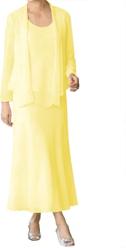 ISABUFEI Mother of The Bride Dresses Long 2025 - Chiffon Mother of The Groom Dress with Jacket