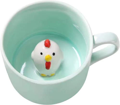 Chick Taza de Café 3D Taza de Cerámica de Lindo Animal de Dibujos Animados - Animal Bebé Adentro, Mejor Taza de Oficina y Regalo de Cumpleaños 8 OZ