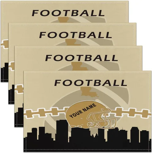 Miniatura 9 de Erosebridal Juego de 4 manteles individuales personalizados de fútbol de 12 x 18 pulgadas, manteles individuales para adultos, manteles individuales