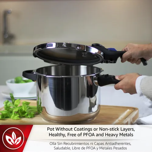 Miniatura 5 de MAGEFESA Favorit - Olla a presión de acero inoxidable de 6.3 cuartos de galón, compatible con inducción, funciona en todas las estufas