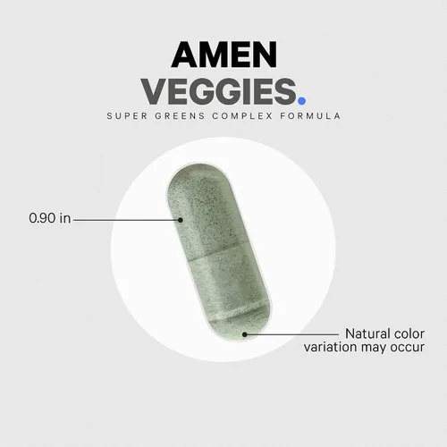 Miniatura 7 de Amen Veggies, Suplemento de vitaminas diarias de verduras, mezcla vegana de verduras y cápsulas multivitamínicas de verduras crudas integrales