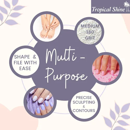 Miniatura 2 de Tropical Shine Jumbo Zebra 180 Colossal Collection – 6 limas de uñas para cuidado profesional de uñas y modelado – Juego de limas de uñas de grano