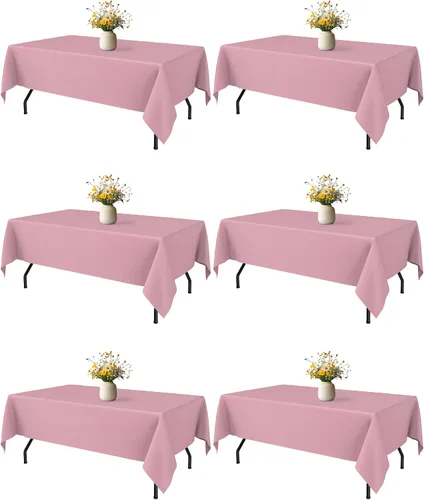Miniatura 15 de Niuara Mantel de Mesa Rectangular Negro - Paquete de 6, 60" × 84" Mantel de Tela Lavable para Mesas de 5 Pies, Resistente a las Arrugas y a Prueba