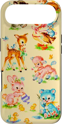 Miniatura 27 de Vintage Baby Animals Nursery 50's Retro Yellow Case for iPhone 17