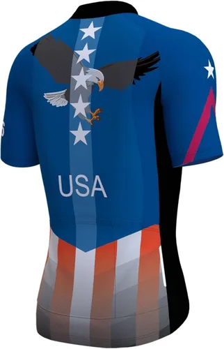 Lo.gas Camiseta de ciclismo de Estados Unidos para hombre, manga corta, camisetas de ciclismo con bandera americana, ropa de bicicleta de carretera