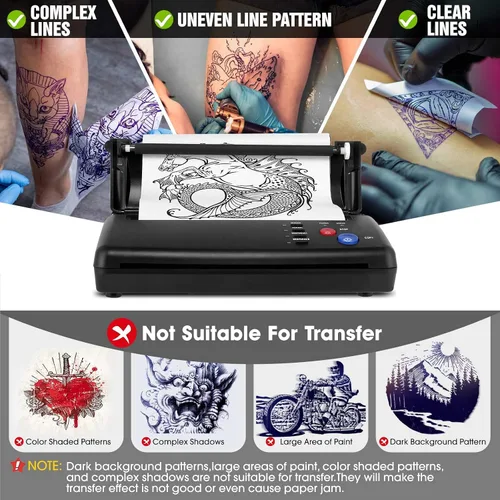 Miniatura 3 de Impresora de transferencia de plantillas de tatuaje con 20 hojas de plantilla, impresora de plantillas de tatuaje para hombres y mujeres