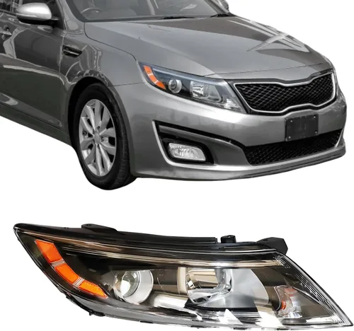 Miniatura 11 de Para faros halógenos de lado del conductor izquierdo 2014 2015 Kia Optima EX LX Proyector Carcasa negra sin DRL (Solo para modelo de EE. UU.)