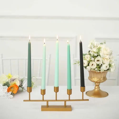 Miniatura 8 de Efavormart - Paquete de 12 velas cónicas de cera prémium de 10 pulgadas, color verde mezclado metálico, velas sin perfume Verde mixto
