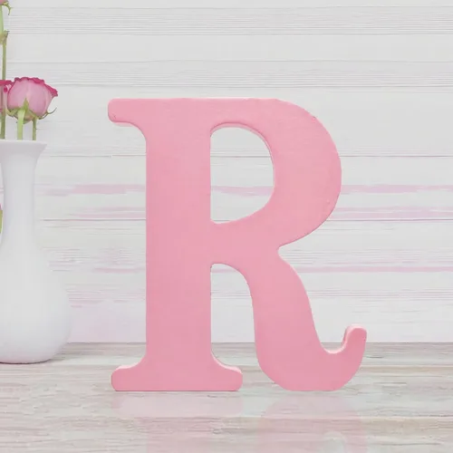 Miniatura 8 de Letras de madera rosa de 4 pulgadas, letras de madera sin terminar para decoración de pared, letras decorativas de pie en rodajas, decoración