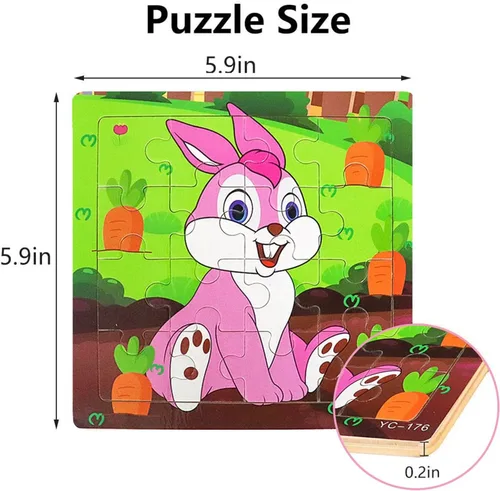 Miniatura 7 de Rompecabezas para niños de 3 a 5 años, paquete de 9 rompecabezas de madera para niños pequeños de 3 a 5 años, 16 piezas, juguetes educativos