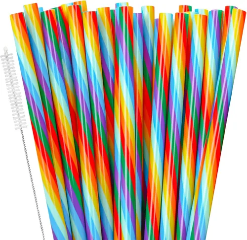 Miniatura 19 de JANYUN 30 Pieces Patriotic Plastic Straws, Red White Blue Star Straws 4th of July Drinking Straws for Beverage Milkshake Cocktail Memorial Day