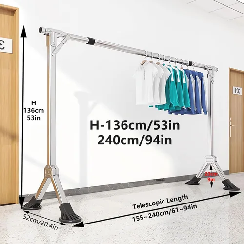 Miniatura 5 de YSUEFIJO Heavy Duty Laundry Drying Rack, Clothes Drying Rack Foldable, Length Adjustable Garment Rack, Portable Stainless Steel Laundry Stand, with
