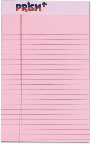 Tops Prism Plus - Bloc legal de 5 x 8 pulgadas, perforado, rosa, regla estrecha, 50 hojas por bloc de escritura, 100% reciclado, paquete de 12 Rosado