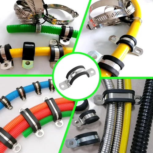 Miniatura 6 de Paquete de 12 correas rígidas de conducto de acero inoxidable 304 con abrazaderas P de 1-1/16 pulgadas (1.063 in) Abrazadera de cable acolchada