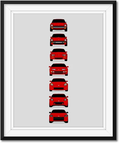 Miniatura 16 de Custom Car Posters Póster hecho a mano compatible con Nissan Z Car Generations (perfil lateral), decoración artística de Datsun Fairlady Z