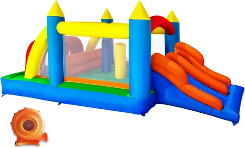 HuaKastro Casa Inflable de Obstáculos y Saltos para Niños de 16.3x7.2 Pies con Toboganes de Carreras Duales, Túneles de Gateo, Escalada, Obstáculos,