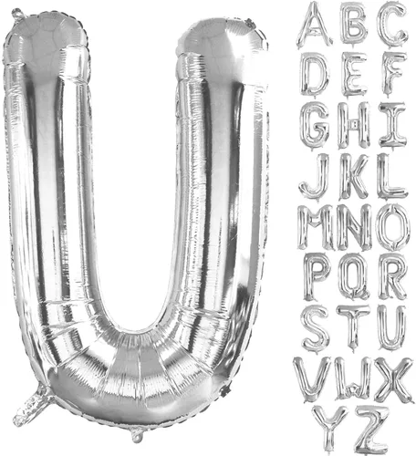 Lovoir Globos grandes de 40 pulgadas con la letra U plateada de gran tamaño, globo de helio de aluminio de Mylar para fiesta de cumpleaños,