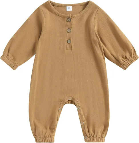 Mameluco unisex de manga corta para bebé recién nacido, con botones, de una pieza, ropa de color sólido