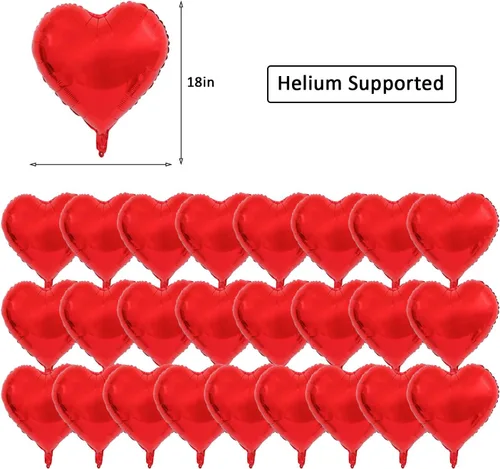 Miniatura 3 de 25 globos de Mylar en forma de corazón rojo de 18 pulgadas, decoración del día de San Valentín, decoración de fiesta de cumpleaños, boda