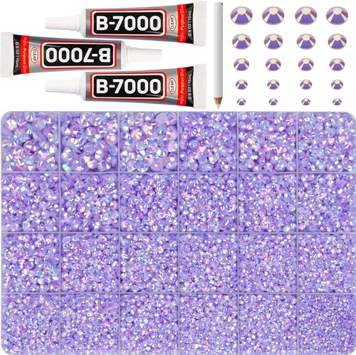 Miniatura 22 de Pegamento para Gemas b7000 con 7500 Piezas de Diamantes de Imitación Rojos para Manualidades, Ropa, Tela, Cristales de Parte Plana para Zapatos