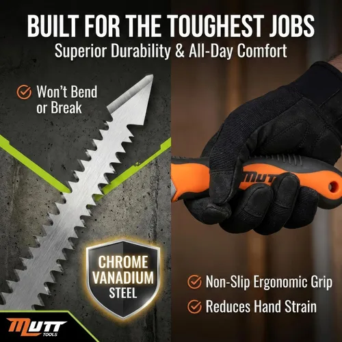 Miniatura 3 de Mutt Tools - Sierra profesional para paneles de yeso de 6 pulgadas con mango ergonómico, sierra Jab para corte de chapa - Sierra de ojo de cerradura