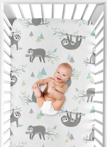 Miniatura 4 de Sweet Jojo Designs Sábanas ajustables para cuna de bebé (perezoso jungla) para niños o niñas, guardería infantil, habitación de niños pequeños