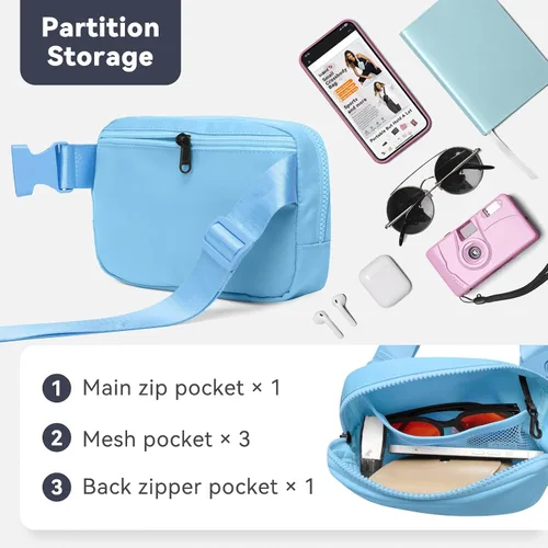Miniatura 3 de BALEAF Riñonera cruzada para mujer, correa ajustable, resistente al agua, viajes, senderismo, entrenamiento, Azul, Moda
