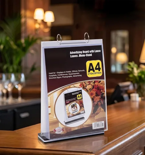 KAFENDA A4 Multi-Página Flip Display Card Label Display Stand Desmontable Etiqueta Carpeta/Menú de Negocios Carpeta en forma de T Doble Cara 8.5 x