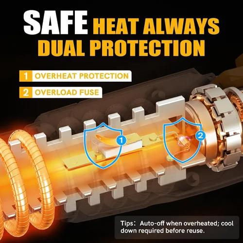 Miniatura 3 de BATAVIA - Pistola de aire caliente de calor rápido de 380 W con tecnología de calor uniforme y fusibles de doble protección, 2 temperaturas