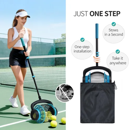 Miniatura 4 de Rodillo de tolva de pelota de tenis, colector de pelotas de tenis portátil, tolva de tenis sin doblar, recogedor de pelota de tenis de rodadura