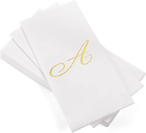 Miniatura 49 de AH AMERICAN HOMESTEAD Servilletas desechables – Servilletas doradas con monograma para invitados, servilletas acolchadas como tela para baño