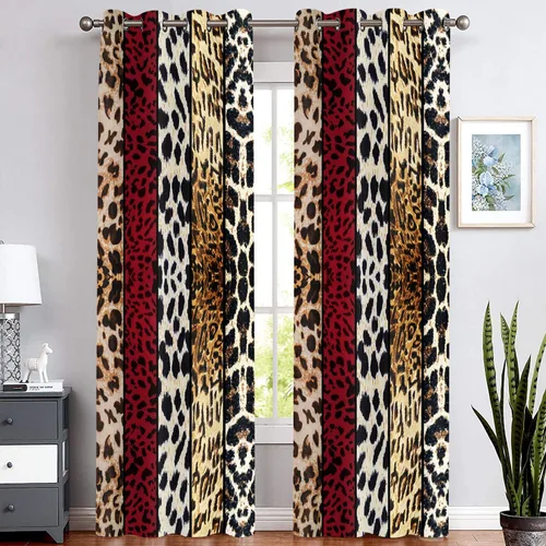Miniatura 79 de Cortina opaca con estampado de animales salvajes, para oscurecer la habitación, con aislamiento térmico, con ojales para sala, comedor, dormitorio