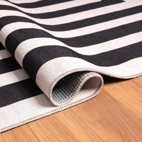 Miniatura 5 de Abani Parker Collection - Alfombra de área, diseño rectangular crema/negro, 4 x 6 pies, fácil de limpiar, duradera para niños y mascotas,