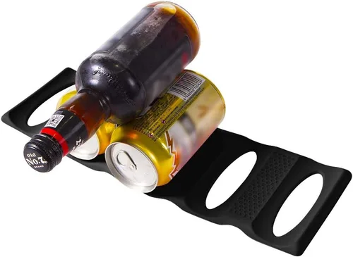 Miniatura 3 de Webake Organizador de latas de nevera para organización y almacenamiento de despensa, paquete de 2 estantes de silicona para botellas de cerveza