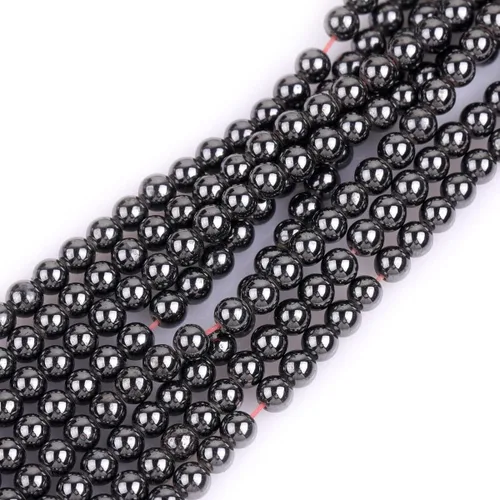 Miniatura 10 de GEM-Inside - Cuentas redondas sueltas de hematita negra natural de 0.079 pulgadas para hacer joyas, 15 pulgadas