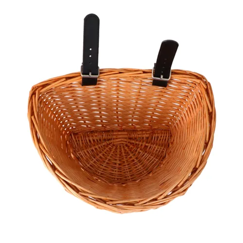INOOMP Small Bike Basket Detachable Handmade Front Handlebar Storage for Boy Girl Natural Willow Material for Outdoor Cycling and Daily Use