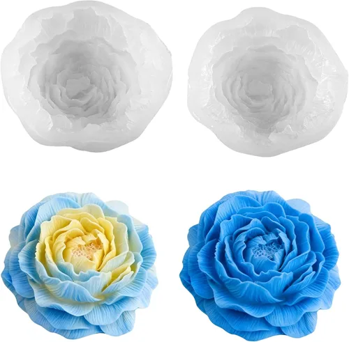 Miniatura 9 de Moldes de silicona para 7 cavidades, moldes para velas de flores de rosas, molde de fondant de peonía para gelatina, chocolate, mousse, decoración