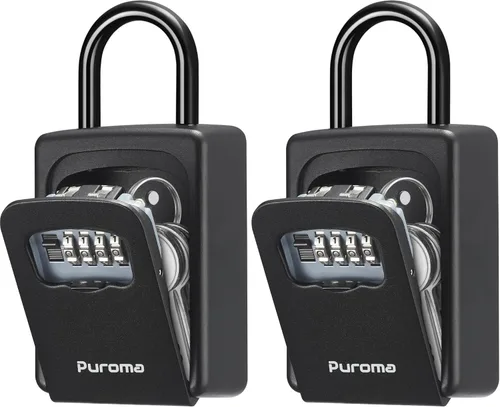 Miniatura 15 de Puroma Caja de Seguridad, Caja de Seguridad Grande con Llave, Código de Combinación Reiniciable, Caja de Seguridad Portátil para Montaje en Pared