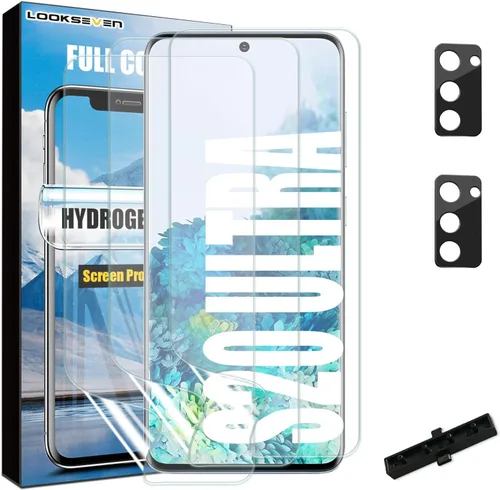 Miniatura 24 de LOOKSEVEN Paquete de 3 protectores de pantalla de película de hidrogel (no vidrio) + 2 paquetes de protectores de lente de cámara de vidrio templado