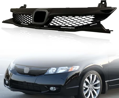 Miniatura 8 de Rejilla delantera de malla negra mate para defensa delantera Compatible con Honda Civic 2019 2020 2021
