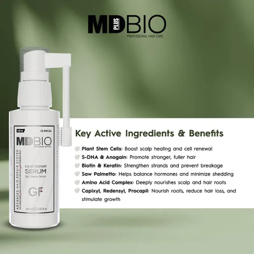Miniatura 4 de MD PLUS BIO - Suero reparador de cabello de 2.0 fl oz, suero para el cuidado del cuero cabelludo sin enjuague para la apariencia del cabello