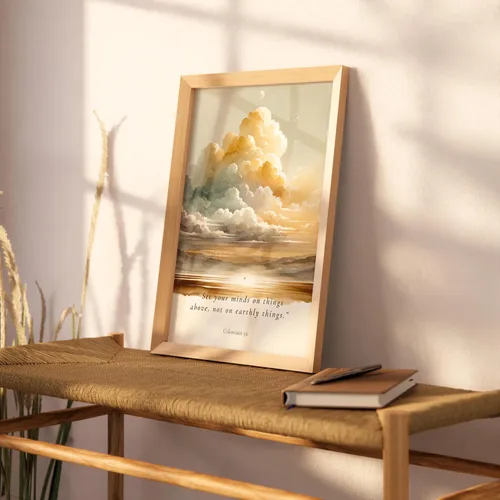 Miniatura 4 de ESSEN Life Sobre la tierra Colosenses 3:2, póster bíblico de arte de pared, decoración cristiana, escritura, versículo de la Biblia, decoración