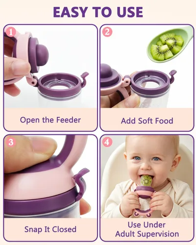 Miniatura 5 de Chupete alimentador de frutas congeladas y sólidos para bebés, juguete mordedor infantil de 4 meses, bolsa de silicona sin BPA y pezón, introduce