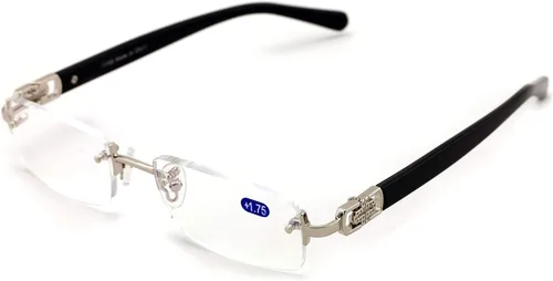 Miniatura 2 de Lector de gafas de lectura de moda de diseñador rectangular sin montura para hombre plateado