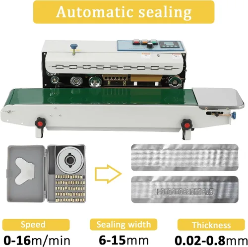 Miniatura 6 de Takywep Sellador de banda continua FR900K - Sellador horizontal automático de 110 V con control de temperatura digital para bolsas de plástico