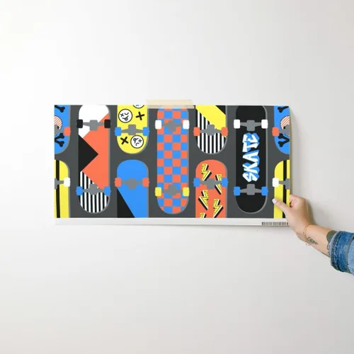 Miniatura 7 de Removable Wallpaper Swatch - Retro 90S Skateboards Checkerboard Y2K Trendy Skater Teen Nostalgia Skate Park Vintage Rad Cool Custom Pre-Pasted