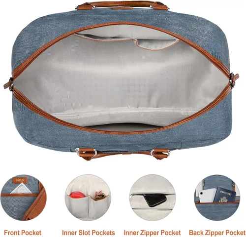 Miniatura 189 de IBFUN Bolsas de fin de semana para mujer, bolsa grande de lona para viaje, bolsa de viaje con compartimento para zapatos, 21 pulgadas, juego de 3