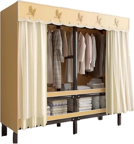 Miniatura 17 de Armarios grandes plegables de 0.984 in/1 pulgada de tubo de acero para ropa, estantes de almacenamiento para dormitorio, armario grande portátil