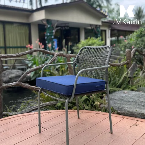 Miniatura 5 de Cojines para sillas de exterior de 19 x 19 pulgadas, impermeables, para muebles de patio, jardín, sofá con cremallera y correas ajustables, juego